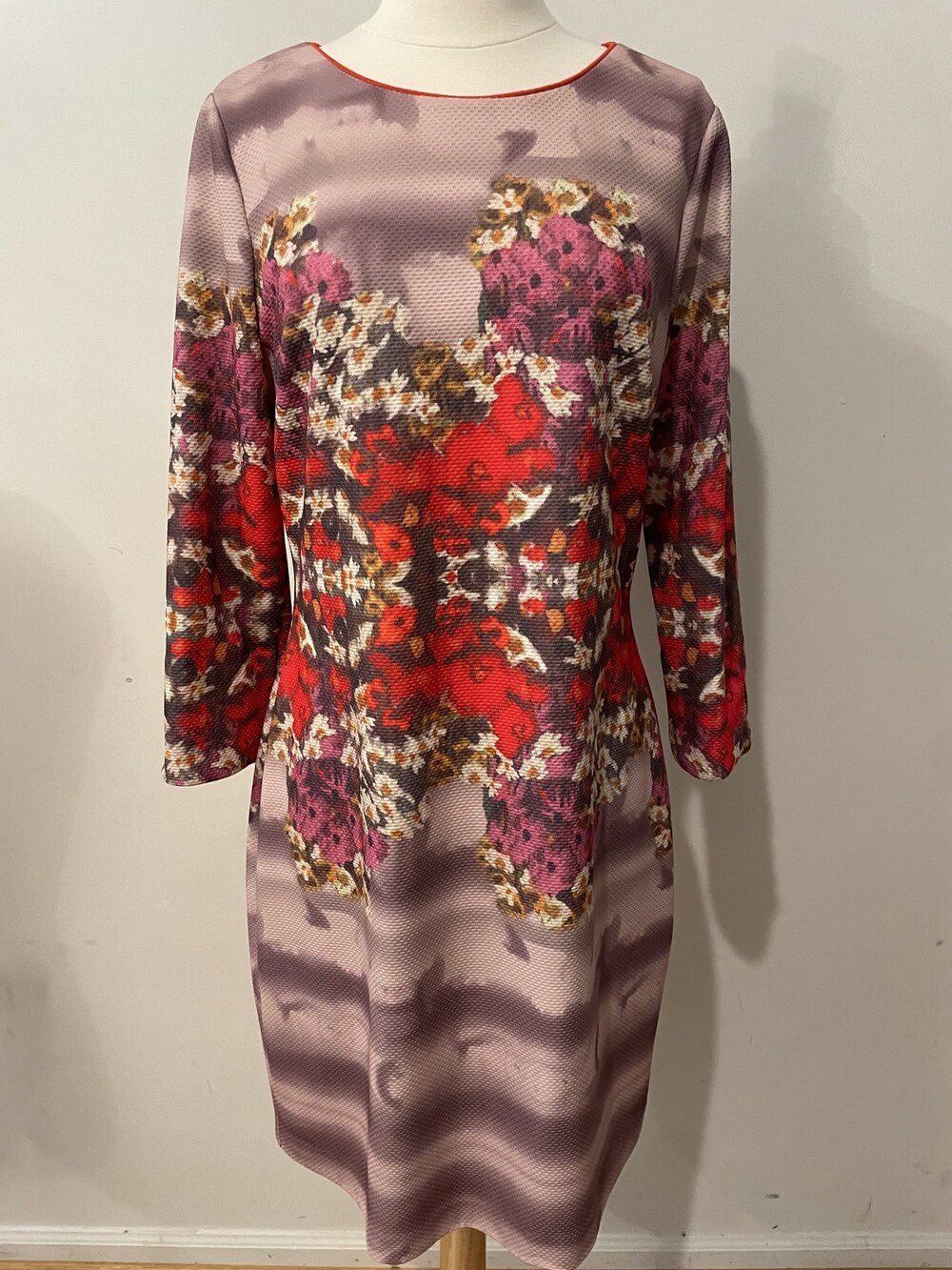 Belle Badgley Mischka Floral Print Sheath Dress Size 14 Like New